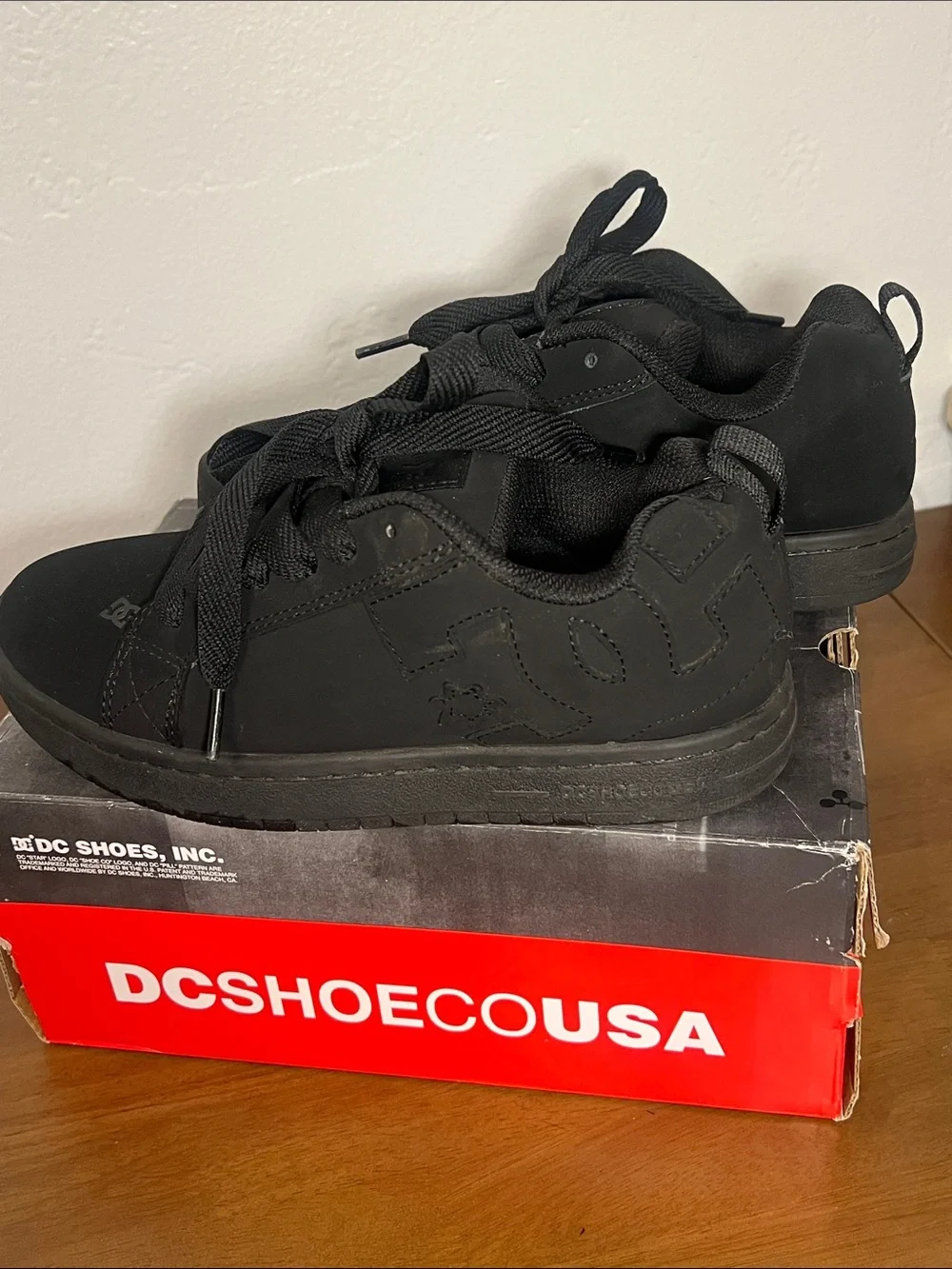 DC Kids Black Lace-Up Skate Sneakers
